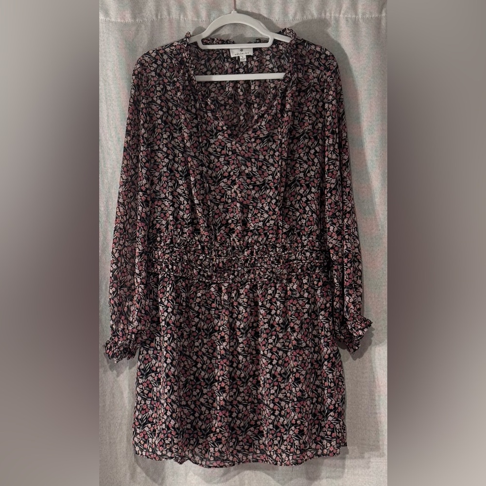 Socialite Black and Pink Bishop Sleeve Sundress